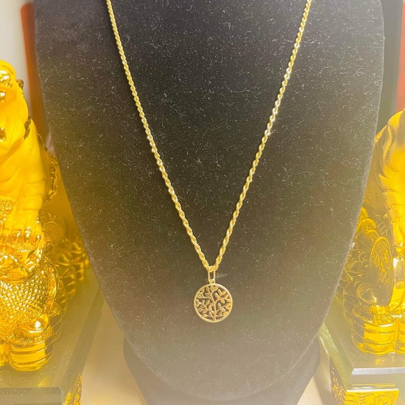18K REAL SAUDI GOLD MONEY TREE PENDANT NECKLACE